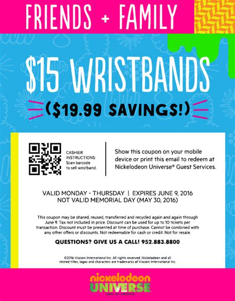 com: 19 Dec-Free Unlimited Ride <b>Wristband</b> when you Sign-up--. . Nickelodeon universe wristband discount